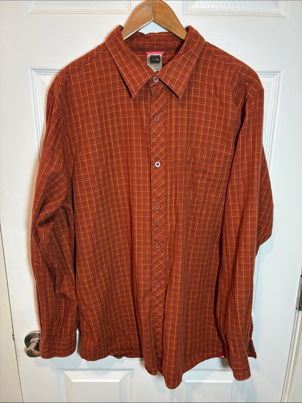 The North Face Men's Brick Orange Plaid Button-Down Shirt